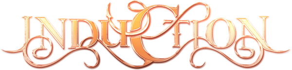 Gold-colored Induction band logo, representing the official branding for Progressive Metal merchandise and music.