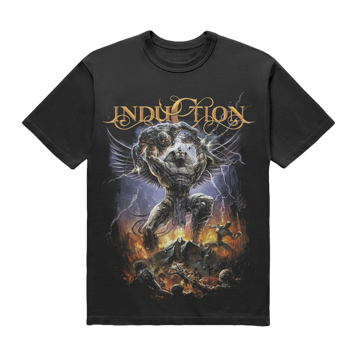 Steel and Thunder T-shirt — front view with original Induction artwork
